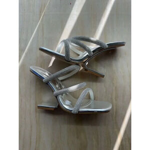 Elegant Silver Strappy Women's Heels